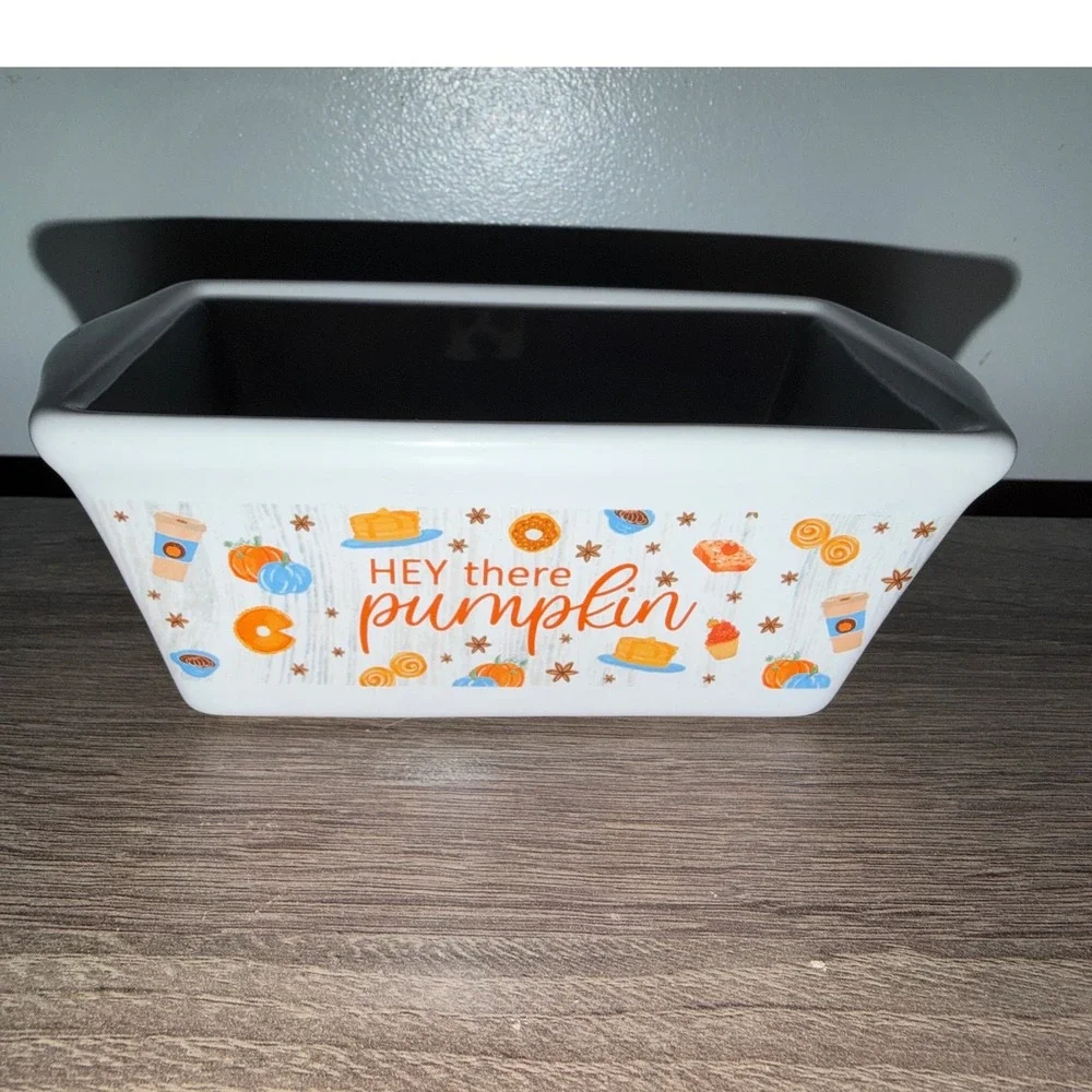 Royal Norfolk Hey There Pumpkin Stoneware Loaf Pan Fall Autumn Harvest Baker 6in